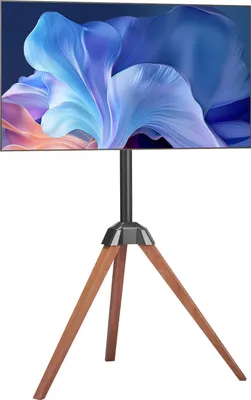 Produktbild von VEVOR TV-Ständer mit Stativ-Staffelei für 1016-1651 mm flach & Curved-TVs bis zu 45 kg, 18° Links-Rechts-Drehung, tragbarer Fernsehständer mit Beinen aus Holz für Schlafzimmer Wohnzimmer Studio