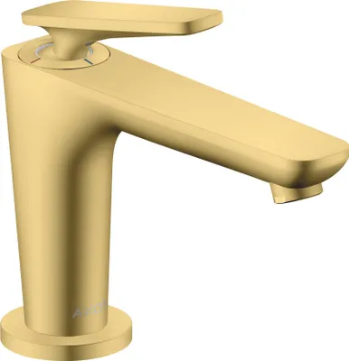 Imagen del producto de AXOR Citterio C, grifo monomando para lavabo, modelo 90, con tecnología CoolStart, para lavabos y con juego de desagüe, acabado en latón cepillado