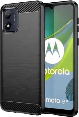 Produktbild von Conie Silikon Schutzhülle für Motorola Moto E13 Tasche Case Cover Bumper TPU Carbon Look Hülle in Schwarz
