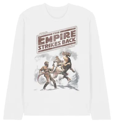 Produktbild von Star Wars - "Empire Strikes Back" T-Shirt für Herren/Damen Uni, Ringgesponnene Baumwolle, Langärmlig TV35661 (XL) (Weiß)