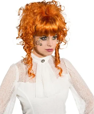 Hochsteckfrisur Locken kupfer Damen Perücke Fasching Adlige Steampunk