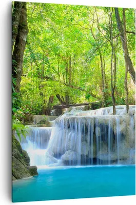 Produktbild von Bild auf Leinwand - Leinwandbild - Einteilig - Wasserfall Wald Umwelt - 70x100cm - Wand Bild - Wanddeko - Wandbilder - Leinwanddruck - Wanddekoration - Leinwand bilder - Wandbild - PA70x100-2664