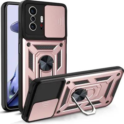 Produktbild von Xiaomi Mi 11T Hülle mit 360° Drehbarer Magnetische Ring Ständer Halter Dia Kameraschutz TPU Bumper Silikon Schutzhülle für Xiaomi Mi 11T / Mi 11T Pro Rosa