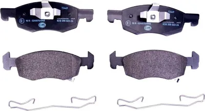 Produktbild von Bremsbelagsatz Scheiben mit Verschleißwarnung 17,1 mm HELLA für u.a. OPEL CORSA