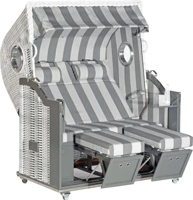 Produktbild von Sonnenpartner Classic 2-Sitzer Strandkorb XL Halbliegemodell white-washed/grau