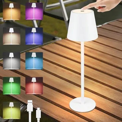 Immagine prodotto di Lampada da tavolo a LED senza fili, dimmerabile, RGB, ricaricabile, IP54, per interni ed esterni