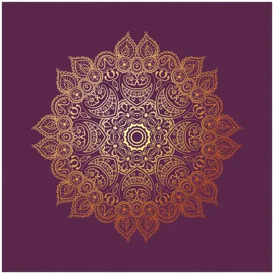 Produktbild von Wallario Wandbild aus Acryl, 50 x 50 cm, freischwebende Optik - goldenes Mandala auf violettem Hintergrund