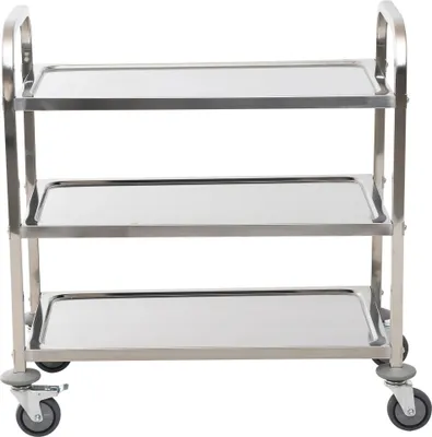 Obrázek produktu pro Kuchyňský vozík - Servírovací vozík - S kolečky - 90,5 × 50,5 × 88,2 cm - Kov - 2 rukojeti - Police - Nutná montáž - Stříbrný