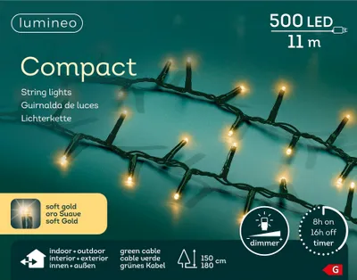 Packaging for Lumineo Compact string lights.