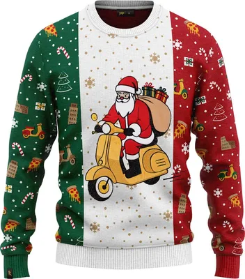 Obrázek produktu pro JAP Christmas Ošklivý vánoční svetr Around the World Itálie - 100% recyklovaný - Uni pro ženy i muže - Velikost XXXL