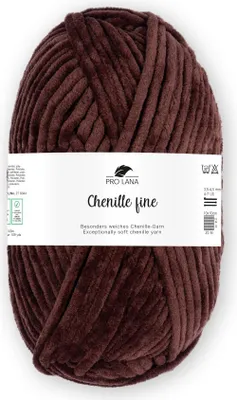 Produktbild von Pro Lana Chenille fine 50 g/100 m 100% Polyester dünnes, weiches Chenillegarn z. Häkeln u. Stridken,  110 dunkelbraun