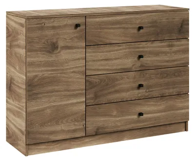 Produktbild von Masseno Kommode NESTOS 120 cm Sideboard mit 4 Schubladen und 1 Türen für Wohnzimmer Schlafzimmer Modern 120x40x87 cm Braun