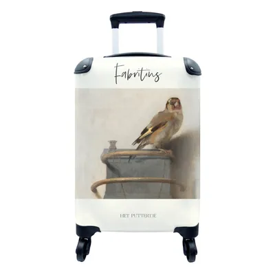 Produktbild von MuchoWow® Koffer Handgepäck Trolley Rollkoffer Kleine Reisekoffer mit 4 Rollen - Der Stieglitz - Carel Fabritius - Gemälde - Cabin Size < 55x40x23 cm & 55x40x20 cm - Fotokoffer - Kabinenkoffer - Boardgepäck - Reise-Box - Reisekoffer - Reisegepäck - Koffer mit Bild - Trolley für Kinder