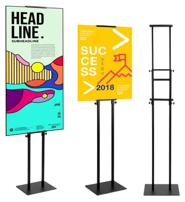 Productafbeelding van Posterstandaard - Dubbelzijdig - Verstelbaar - 12 tot 210 cm - Vloerstandaard