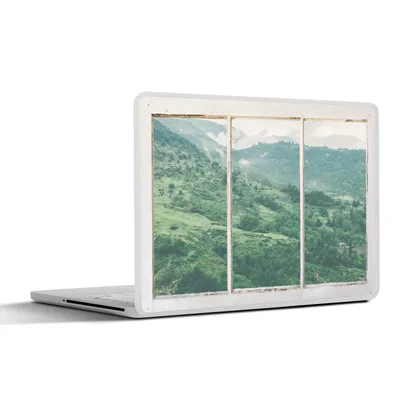Produktbild von MuchoWow® Laptop Aufkleber Sticker Cover Aussicht - Landschaft - Grün 36.5x27.5 cm - Laptop-Sticker