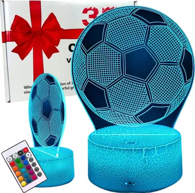 Image de Lampe de chevet pour enfants « Football » 16 LED 3D + télécommande