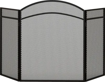 Zdjęcie produktu dla HOMCOM Spark Guard składana osłona kominkowa osłona kominkowa osłona przeciwiskrowa kratka kominkowa dekoracyjna siatka metalowa 96 x 60 cm czarna