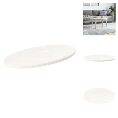 Produktbild von vidaXL Tischplatte Weiß 70x35x2,5 cm Massivholz Kiefer Oval -  Tischplatten