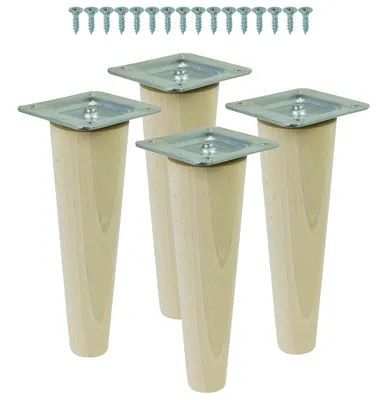 CYEER Möbelfüße Holz 30cm 4-tlg. - Schräge Tischbeine Eiche Für Möbel