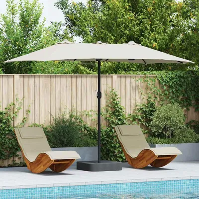 Image de Maison Exclusive - Parasol de jardin, dimensions 385 x 209 x 244 cm, en polyester et acier, couleur sable