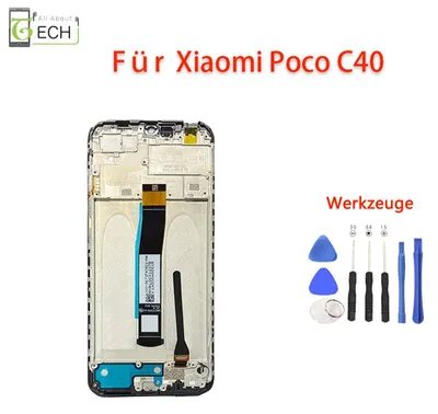 Produktbild von Für Xiaomi Poco C40 LCD Display mit Rahmen (220333QPG) Touch Screen Bildschirm