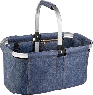 Image de Panier à provisions pliable bleu denim compact