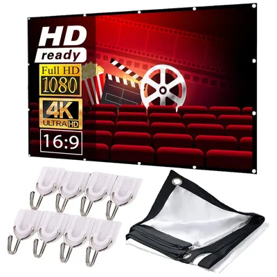 Zdjęcie produktu dla Ekran projekcyjny do slajdów materiałowy przenośny 100 cali 221x125 cm 169 Full HD 4K 3D do domu ogrodu biura