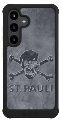 Produktbild von NIVOCASE Hülle für Samsung Galaxy S24  Stoßfeste Handyhülle NIVOmax Case Schwarz Beton FC St. Pauli Logo