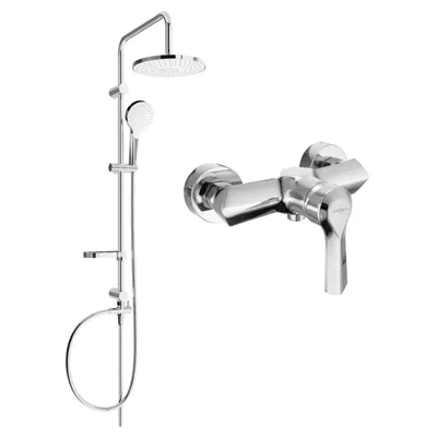 Obrázek produktu pro Mexen Erik odkrytý sprchový set s dešťovou sprchovou hlavicí a sprchovou baterií Sabre, Chromovaná - 72140205-00