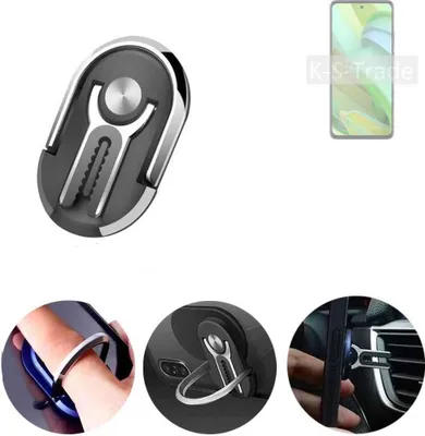 Produktbild von K-S-Trade 3in1 Smartphone-Ring Handy-Ring kompatibel mit Motorola Edge 2022 Fingerhalterung  Handyring Tischständer Lüftungsgitter-Halterung Tisch