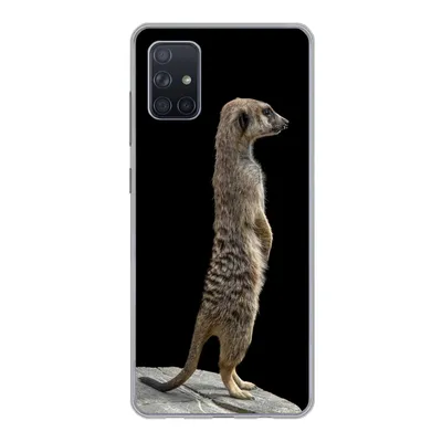 Produktbild von MuchoWow® Handyhülle Schutzhülle Hülle für Samsung Galaxy A71 Erdmännchen - Wilde Tiere - Schwarz Silikon Softcase Handy Hülle - Kartenbesitzer