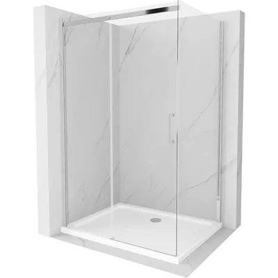 Obrázek produktu pro Mexen Omega rozsouvací sprchový kout 120 x 90 cm, Průhledné, Chromovaná + sprchová vanička Flat - 825-120-090-01-00-4010