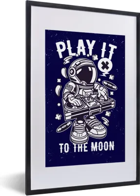 Produktbild von MuchoWow® MuchoWow® Gerahmtes Poster Astronaut - Weltraum - DJ - Vintage 40x60 cm - Poster mit zchwarzem Bilderrahmen - Poster in Rahmen