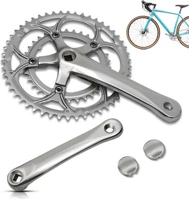 Produktbild von Tretkurbel 42 / 52 Zahn 2-Fach Racing Crank Aluminium Kurbelgarnitur Silber