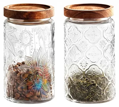 Image de Omgoods - Ensemble de 2 bocaux en verre hermétiques pour la conservation des aliments
