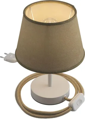 Image de Alzaluce avec abat-jour Impero, lampe de table en métal avec fiche bipolaire, câble et interrupteur