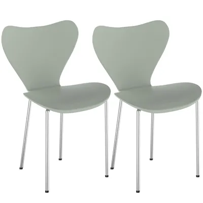 Image de Lot de 2 chaises de salle à manger, chaises de cuisine empilables, chaises de salon avec dossier, en PP vert