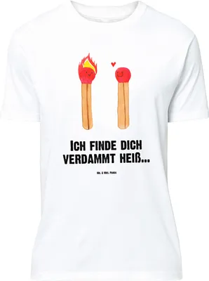 Produktbild von Mr. & Mrs. Panda Größe M T-Shirt Streichhölzer - Weiß - Geschenk, Tshirt, Liebesgeschenk, Shirt, Herren, Liebesbeweis, mit Spruch, Freundin