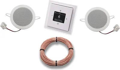 Produktbild von Busch Jäger DAB+ Bluetooth Unterputzradio DAB BT 8217 U – 101 Komplett-Set Future Linear Studioweiß + 2 x Deckenlautsprecher/Einbaulautsprecher + 20 Meter Lautsprecherkabel 2x0,75 mm² 8217U-101