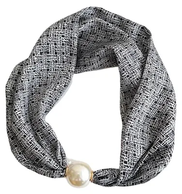 Immagine prodotto di Sciarpa da donna con chiusura magnetica, ideale per la primavera e l'autunno, con un piccolo motivo quadrato e un design elegante