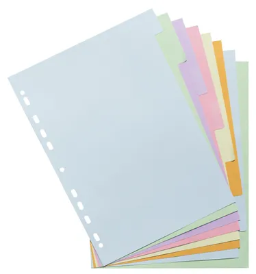 Productafbeelding van Exacompta, 30 scheidingsbladen, karton 170g, 8 posities, A4, assortiment. Artikelnummer: 1608E