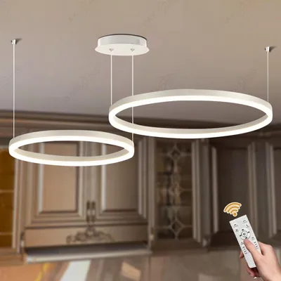 Image de Lustre en métal dimmable avec télécommande et 2 cercles