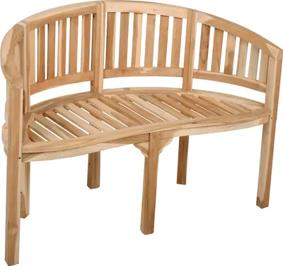 A wooden bench on a white background.