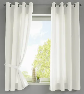 Produktbild von 2er Set Vorhänge Schal Ösen »Berlin« HxB 145x140 cm Creme Blickdicht Microsatin Lichtdurchlässig Uni Matt, 20405N2
