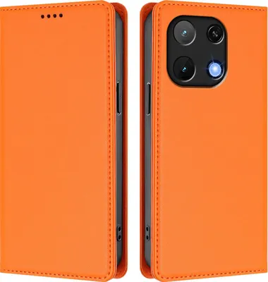 Image de Etui en cuir pour Umidigi Note 90, étui magnétique en cuirPolyuréthaneavec support Orange
