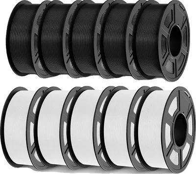 Obrázek produktu pro vlákno pro 3D tiskárny, materiál PETG, vysoká odolnost proti nárazu, PETG 5black 5white