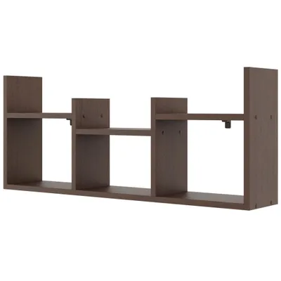 Obrázok produktu pre Nástenná polica Wenge - moderná závesná polica s drevenou konštrukciou, elegantná polica na stenu v obývačke, kancelárii alebo predsieni, šírka 97 cm