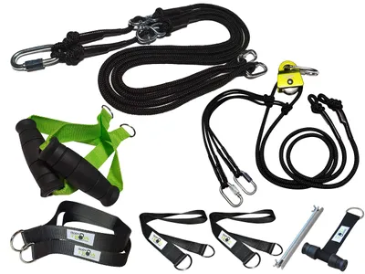 Produktbild von Slingtrainer-Set für Krafttraining, hergestellt in Deutschland, inklusive Trainingsposter