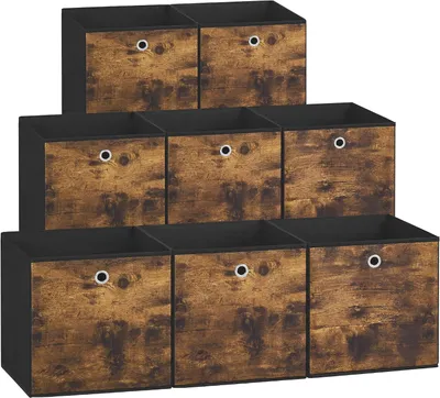 Produktbild von Faltbare Aufbewahrungsboxen – Set aus 8 Stoffkorben in Kubusform – 33 x 33 x 33 cm – Für Regale