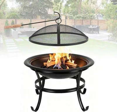 Produktbild von Feuerkorb, Durchmesser 55 cm - aus Eisen - mit Funkenfänger - ideal für Garten und Terrasse - ServiceTopper